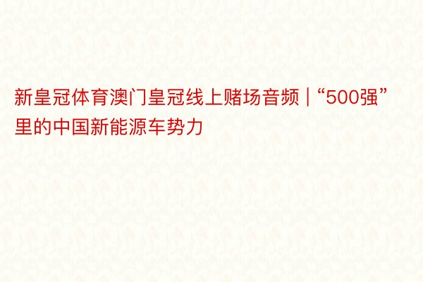 新皇冠体育澳门皇冠线上赌场音频 | “500强”里的中国新能源车势力