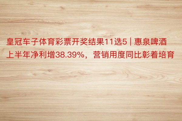 皇冠车子体育彩票开奖结果11选5 | 惠泉啤酒上半年净利增38.39%，营销用度同比彰着培育