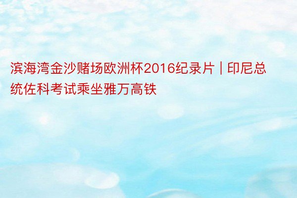 滨海湾金沙赌场欧洲杯2016纪录片 | 印尼总统佐科考试乘坐雅万高铁