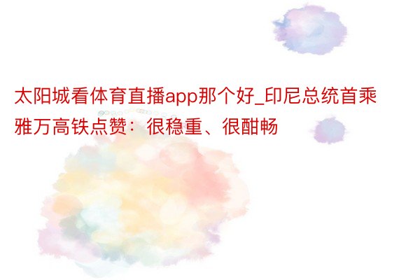 太阳城看体育直播app那个好_印尼总统首乘雅万高铁点赞：很稳重、很酣畅