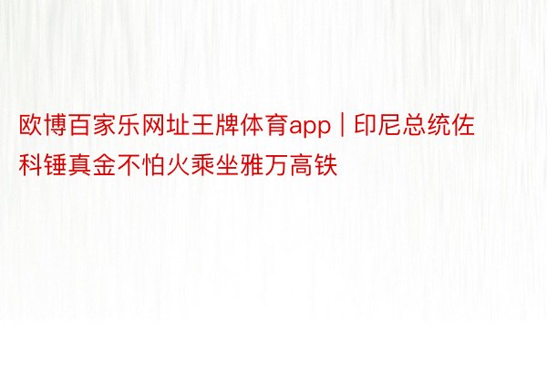 欧博百家乐网址王牌体育app | 印尼总统佐科锤真金不怕火乘坐雅万高铁