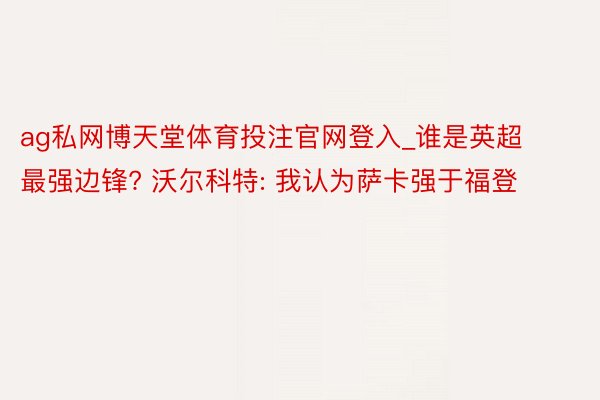 ag私网博天堂体育投注官网登入_谁是英超最强边锋? 沃尔科特: 我认为萨卡强于福登